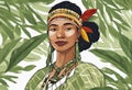 Indigenous Peoples Day illustration on green leaves background