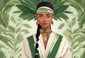 Indigenous Peoples Day illustration on green leaves background