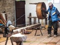 Indigenous Quechua Man Spinning Wool