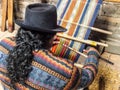 Indigenous Quechua Man Weaving Handspun Wool