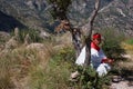 Indigenous Tarahumara man wearing traditional tribal outfit, in Royalty Free Stock Photo