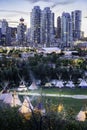 Indigenous tipi`s in the Indian Village during Calgary Stampede
