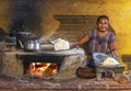 Indigenous Woman Cooking Tortilla, Oaxaca, Mexico Royalty Free Stock Photo