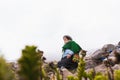 Indigenous woman in the mountains. Ecuador, the Andes. Royalty Free Stock Photo