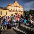 Indigenous woman selling handcrafts in Chiapas Mexico