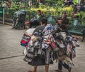 Indigenous woman selling handcrafts in the street of Chiapas