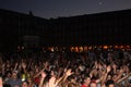 Indignados sit down in Plaza Major, Madrid