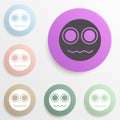 an indignant smiley badge color set. Simple glyph, flat vector of web icons for ui and ux, website or mobile application