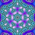 Indigo abstract mandala with lace in neon blue