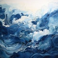 Indigo Baroque Seascape Abstract Art Illustration