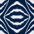 Indigo Batik Arabic Vector Seamless Pattern.