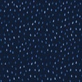 Indigo blue abstract organic raindrops falling. Vector pattern seamless background. Hand drawn textured style. Polka dot sprinkles