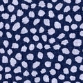 Indigo blue batik dyed effect dotty texture background. Seamless japanese style repeat pattern swatch. Painterly circle