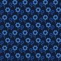 Indigo blue hand painted large scale daisy floral. Vector seamless pattern background.