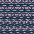 Indigo blue horizontal broken stripe nautical seamless pattern. Modern marine line striped sailor print. Classic