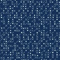 Indigo Blue Japanese Style Stitch Lines Seamless Vector Pattern