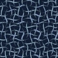 Indigo Blue Net Pattern Seamless Vector Pattern. Hand Drawn Interlocking