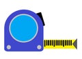 An indigo blue retractable measuring tape white backdrop