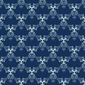 Indigo Blue Sashiko Seamless Vector Pattern. Hand Drawn Japanese Style