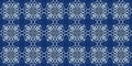 Indigo blue snow flake border batik. Frosty batik painterly effect seamless edging. Festive cold holiday season ribbon. Royalty Free Stock Photo