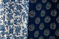 Indigo blue and white printed calico - a traditional cotton fabric produced in Wuzhen, China