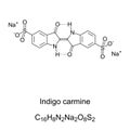 Indigo carmine, food colorant and ph indicator, chemical structure