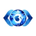 Indigo color of chakra symbol third eye concept, flower floral