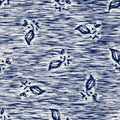 Indigo dyed fabric leaf pattern texture. Seamless textile fashion cloth dye resist all over print. Japanese kimono block