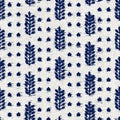Indigo dyed fabric leaf pattern texture. Seamless textile fashion cloth dye resist all over print. Japanese kimono block