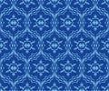 Indigo dyed ikat seamless pattern. Creative patterned fabric texture