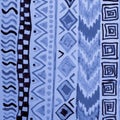 Indigo Ethnic Pattern. Blue Peru Texture Fabric.