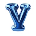 Indigo metallic Y alphabet balloon Realistic 3D on white background