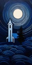 Indigo Moon: A Contemporary Canadian Art Painting Of An Old Church