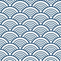 Indigo Navy Blue Traditional Wave Japanese Chinese Seigaiha Pattern Background