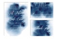 Indigo, navy blue wedding set with hand drawn watercolor background. Vector Royalty Free Stock Photo
