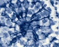 Indigo Print. Abstract Tie Dye. Blue Circle Royalty Free Stock Photo