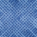 Indigo seamless pattern. Abstract denim texture. Blue woven background. Imperfect ikat fabric. Shibori jeans textile. Repeating de Royalty Free Stock Photo