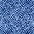 Indigo seamless pattern. Abstract denim texture. Blue woven background. Imperfect ikat fabric. Shibori jeans textile. Repeating de Royalty Free Stock Photo