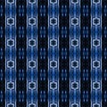 Indigo seamless portuguese ethnic tiles azulejos Blue ikat spanish tile pattern Italian majolica Mexican puebla talavera. Moroccan