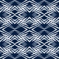 Indigo Shibori Abstract Vector Seamless Pattern.