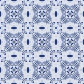Indigo Soft Ornamental Tile Seamless Pattern with Textured Background Royalty Free Stock Photo