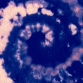 Indigo Tie Dye. Color Old Texture. Hippie Spiral Royalty Free Stock Photo