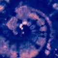 Indigo Tie Dye Spiral. Batik Light Design. Hippie Style.