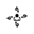 Black solid icon for Indirect, unobserved and person Royalty Free Stock Photo