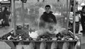 Indispensible to Istanbul roasted chestnuts. Chestnut seller of