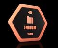 Indium chemical element periodic table symbol 3d render