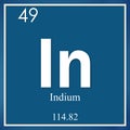 Indium chemical element, blue square symbol