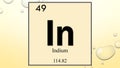 Indium chemical element symbol on yellow bubble background Royalty Free Stock Photo