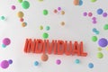 Individual, business conceptual colorful 3D rendered words. Illustration, title, web & typography.