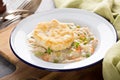 Individual chicken pot pie plate Royalty Free Stock Photo